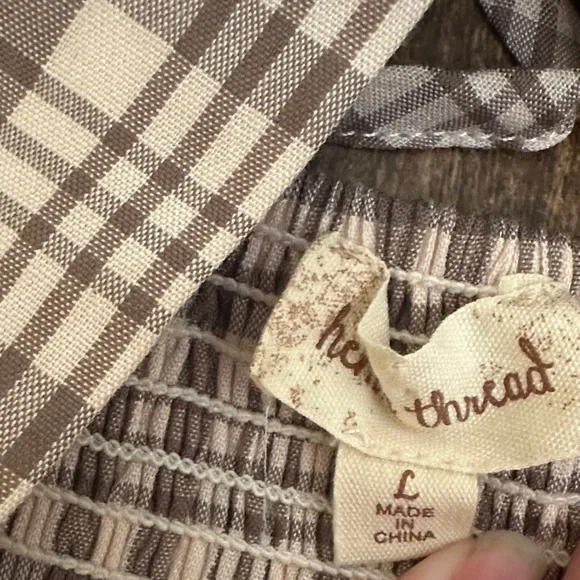 Hem & Thread Gingham Puff Sleeve Babydoll Top | Cottagecore Blouse - Picture 2 of 5